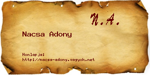 Nacsa Adony névjegykártya